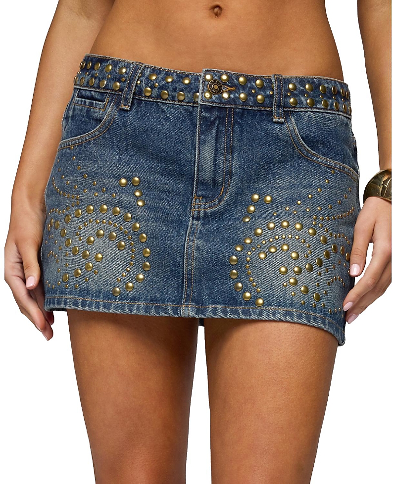Edikted Libbey Studded Denim Mini Skirt