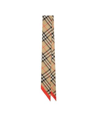  Skinny Contrast Check Silk Scarf