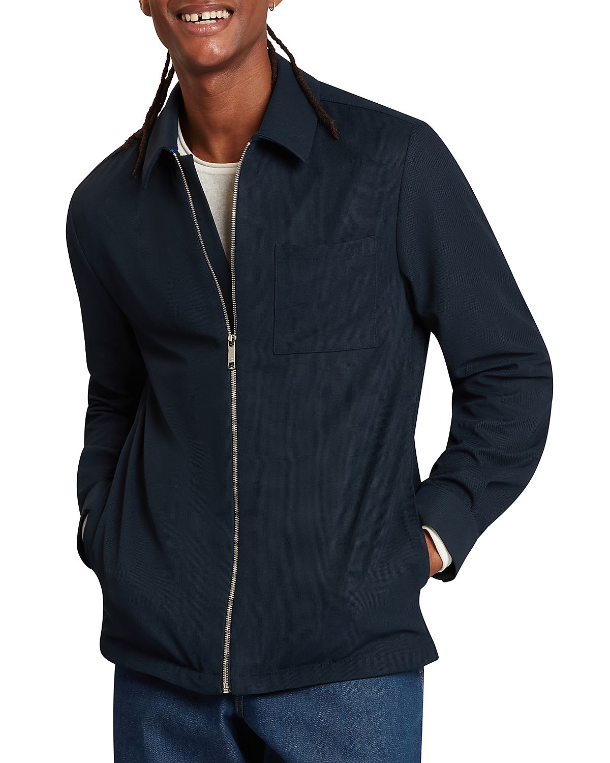 Ted Baker Frenkie Waffle Knit Zip Overshirt