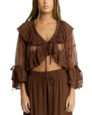 Eleanor Ruffle Tie Front Top