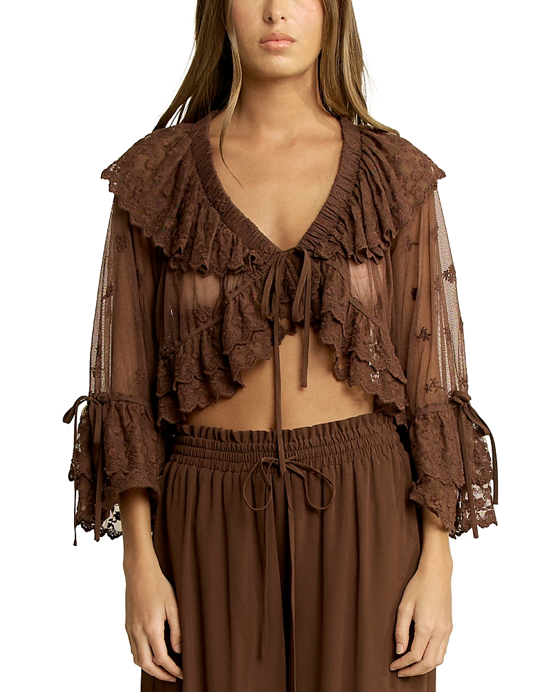 Eleveator Disco Eleanor Ruffle Tie Front Top