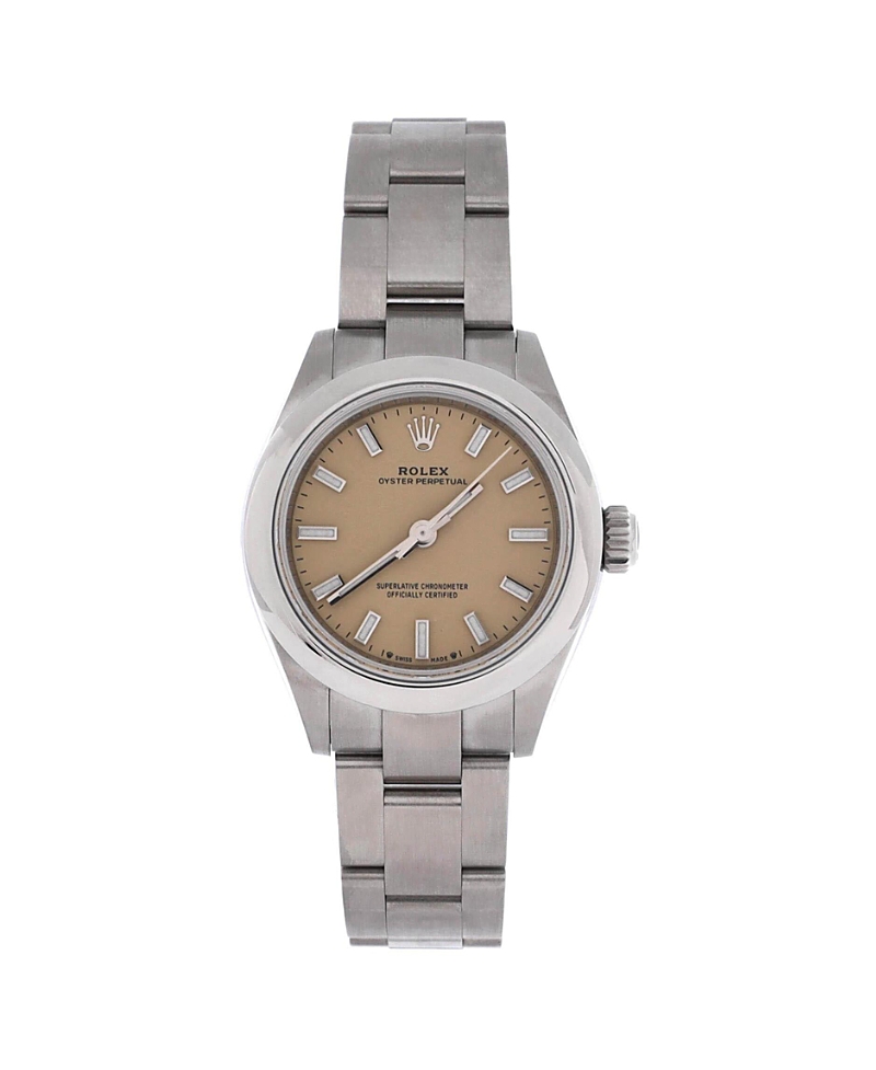 Pre-owned Pre-owned Rolex Rolex Oyster Perpetual Beige Automatic Watch In Stainless Steel 28mm