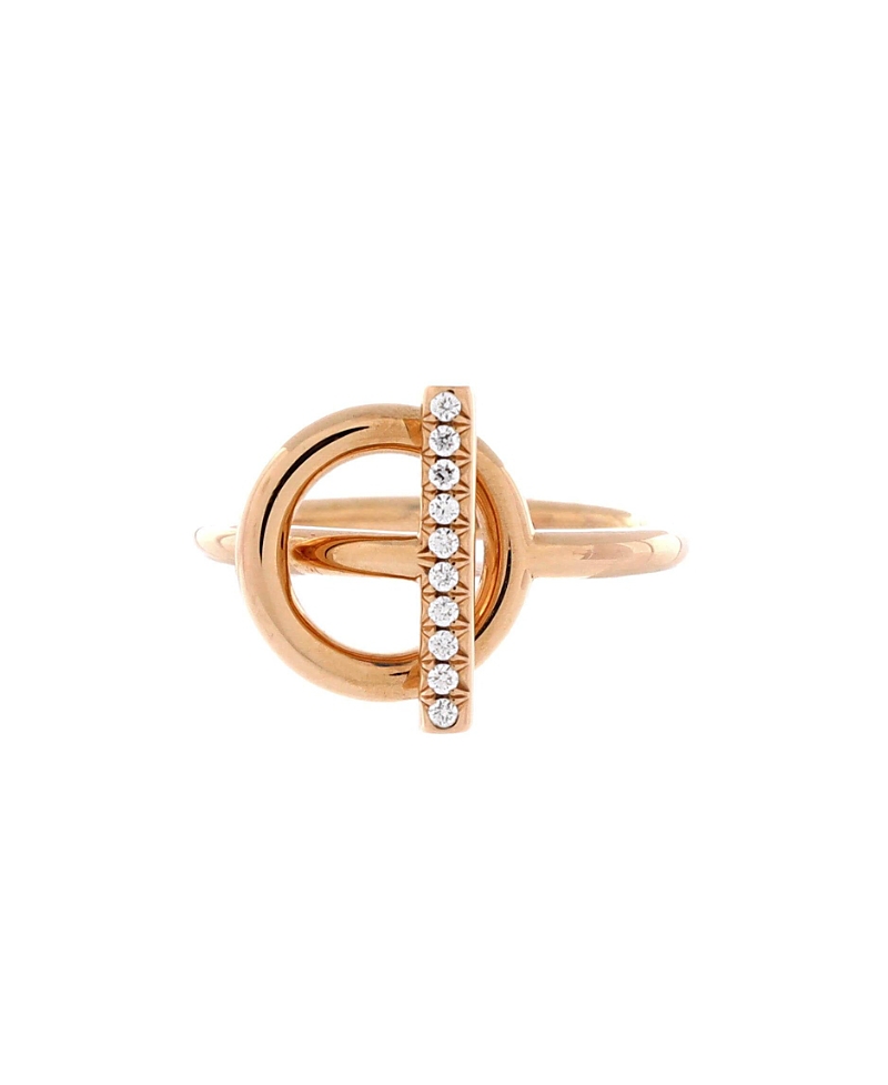 Pre-owned Pre-owned Hermes Hermes Small Echappee Ring 18k Rose Gold And Diamonds