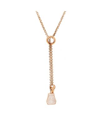 Pre-owned Pre-owned Hermes  Hermes Small Kelly Clochette Pendant Necklace 18k Rose Gold With Diamonds, 16.5