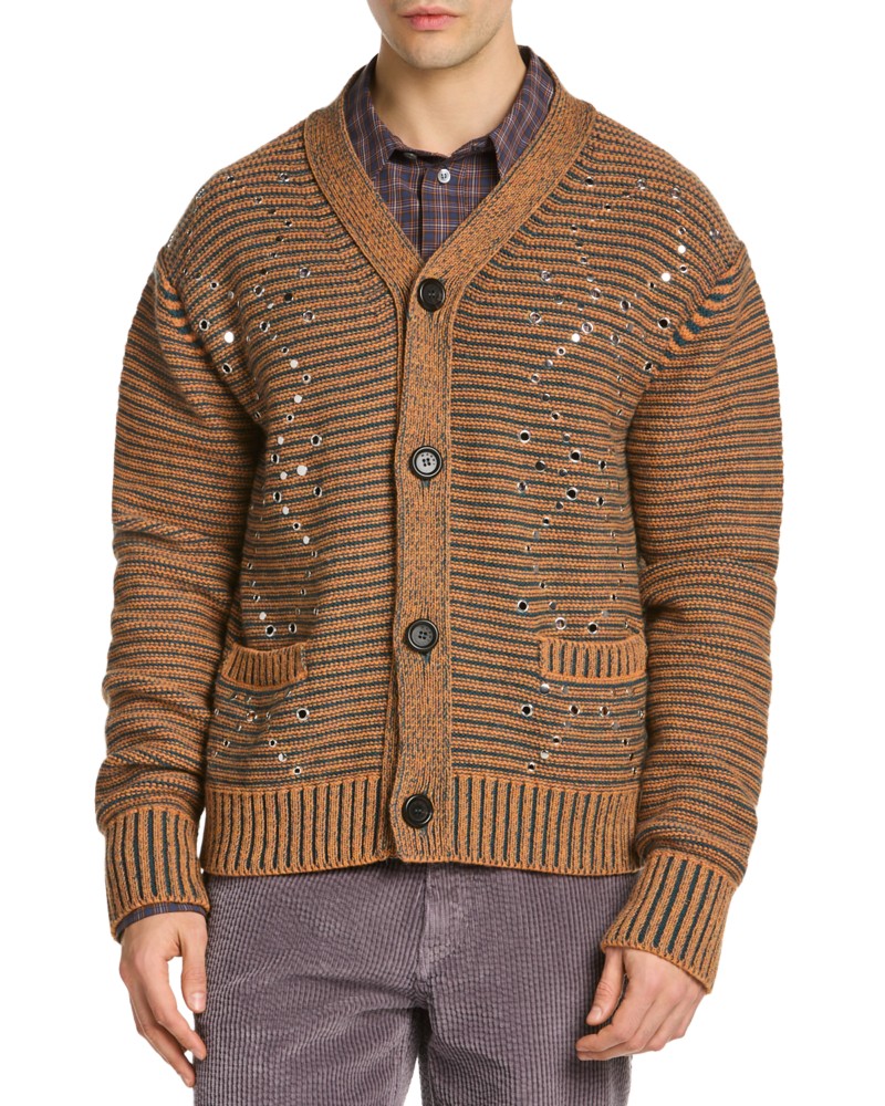 Marni Striped Cardigan in Spherical Green
