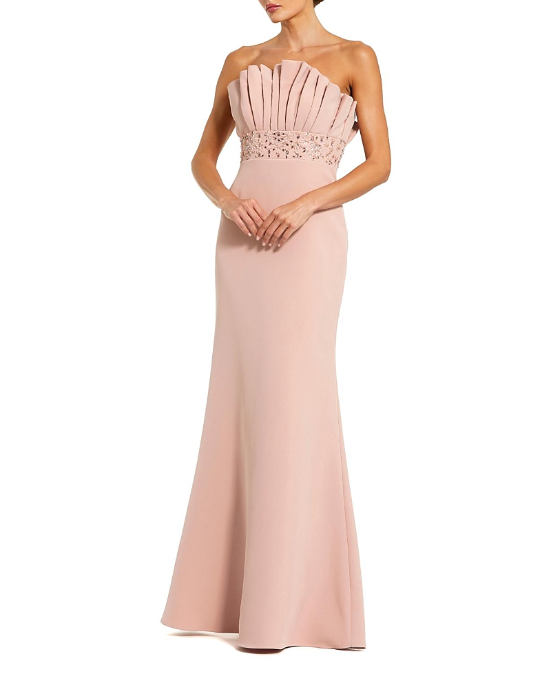 Mac Duggal Crepe Strapless Gown With Rhinestone Beading