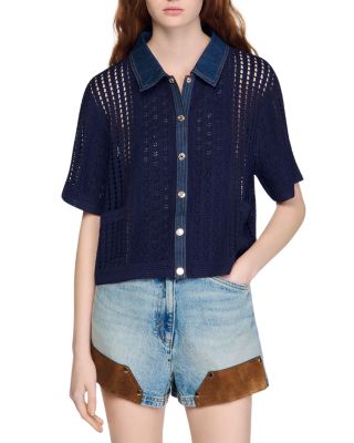 Crochet and Denim Cardigan