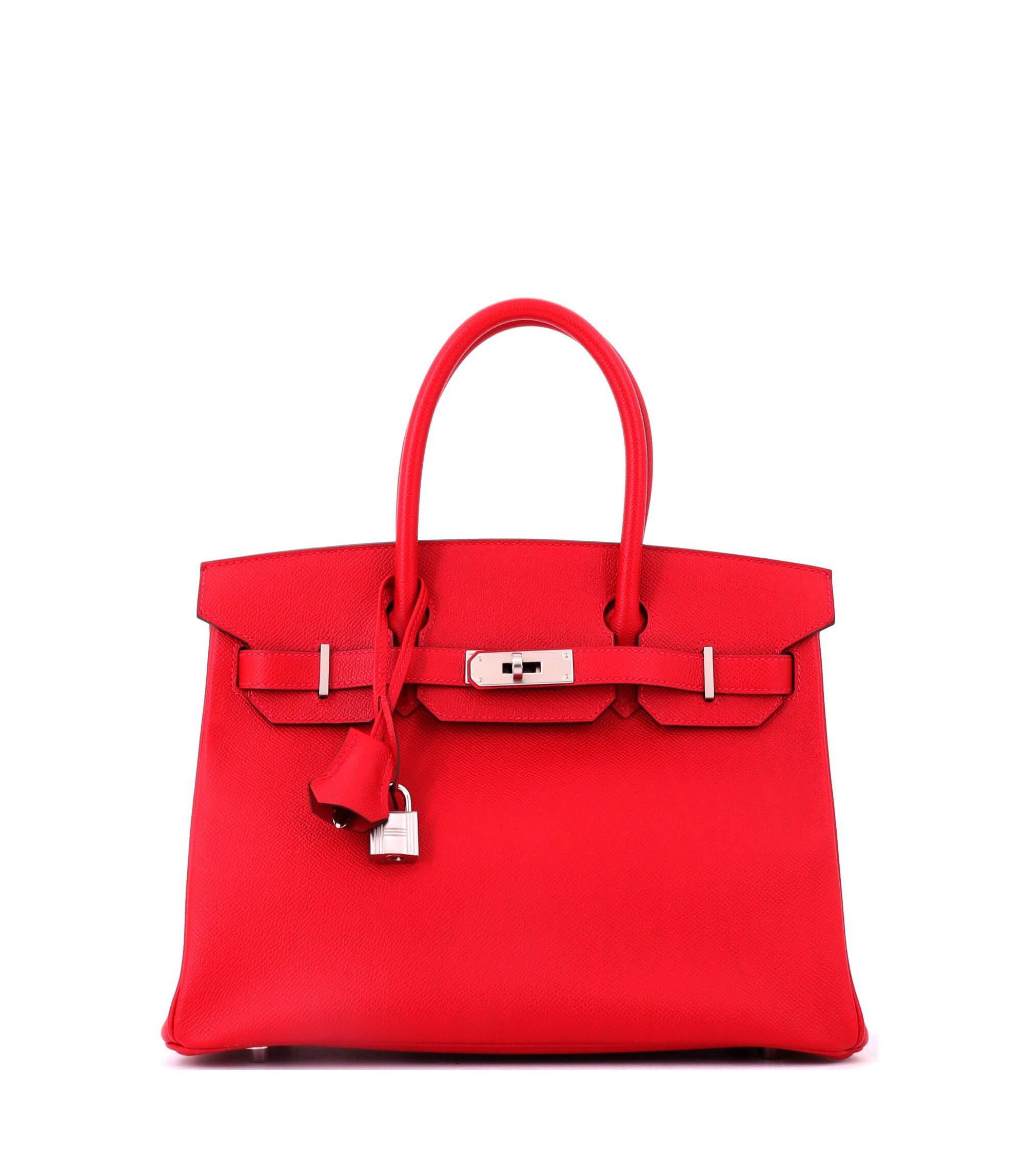Birkin 30 Handbag Red Epsom with Palladium Hardware - Image 1
