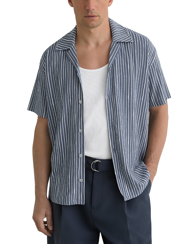 Reiss Max Short Sleeve Textured Stripe Shirt
