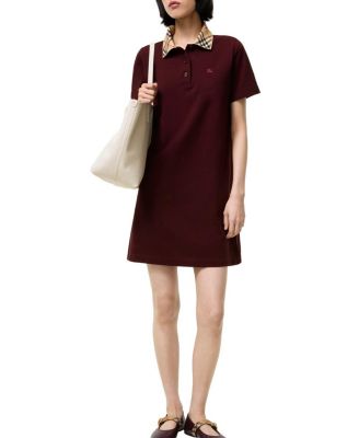 Check Collar Cotton Polo Shirt Dress