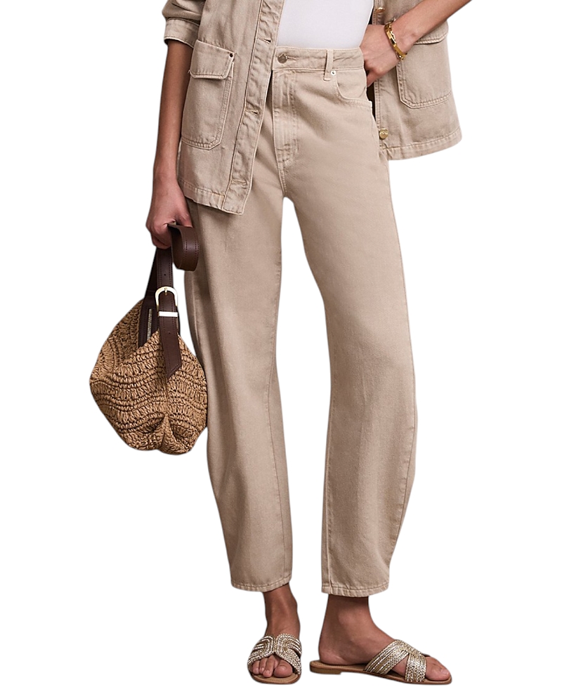 Mint Velvet Women's Netural Balloon Popper Jeans, Sand Wash