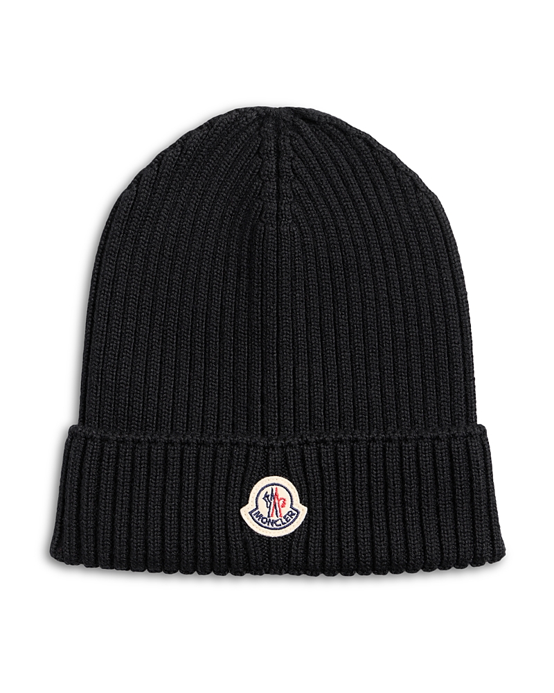 Moncler Girls' Ribbed Wool Beanie - Big Kid In Black