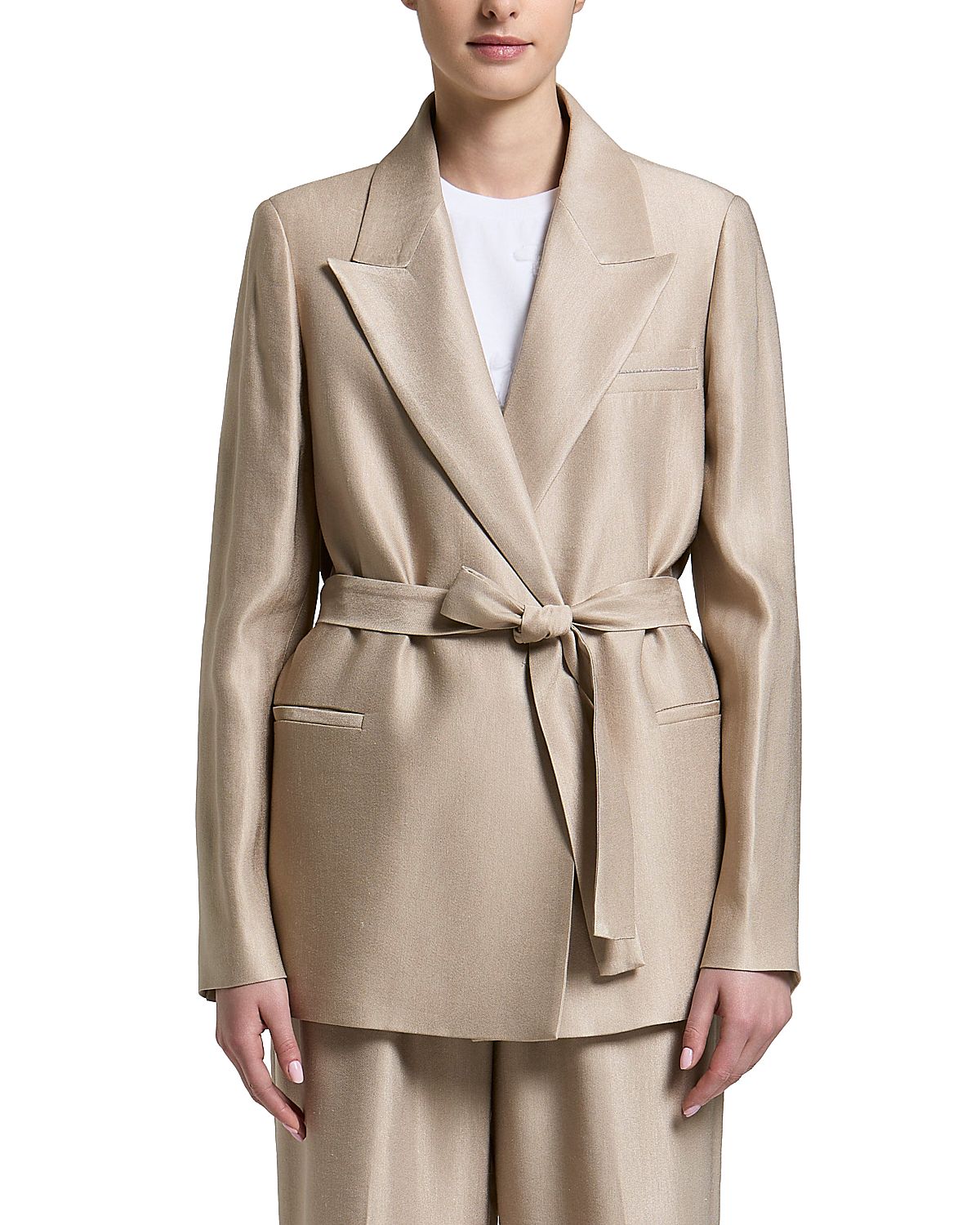 Peserico Belted Peak Lapel Blazer