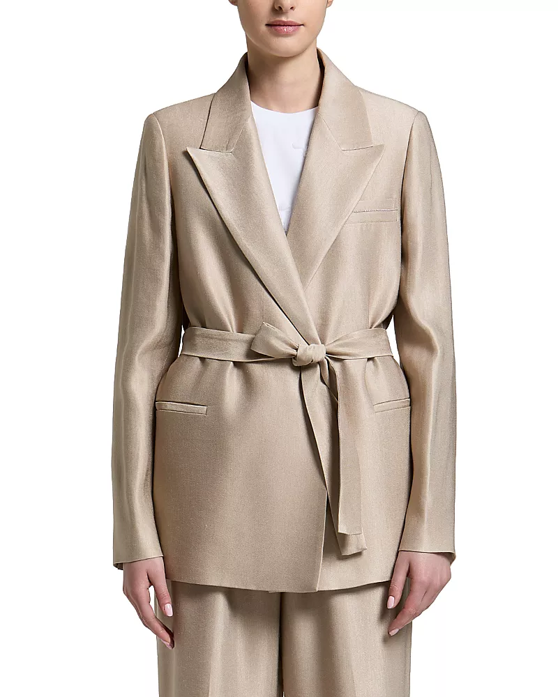 Peserico Belted Peak Lapel Blazer