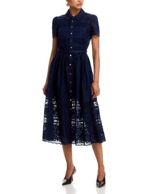 knee length dresses for ladies Self-Portrait One Shoulder Guipure-lace Midi Dress – Runway Catalog main image 0