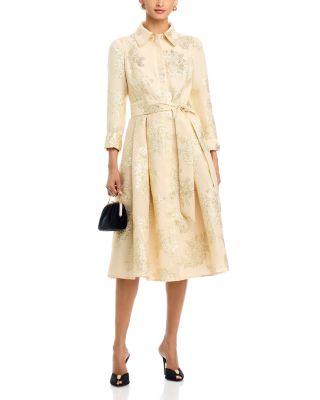 long sleeve patterned midi dress Ulla Johnson | Women's Adalyn Silk Dress in Pink Long Sleeve Button Front Midi Dress Size 6 | Evening Dress