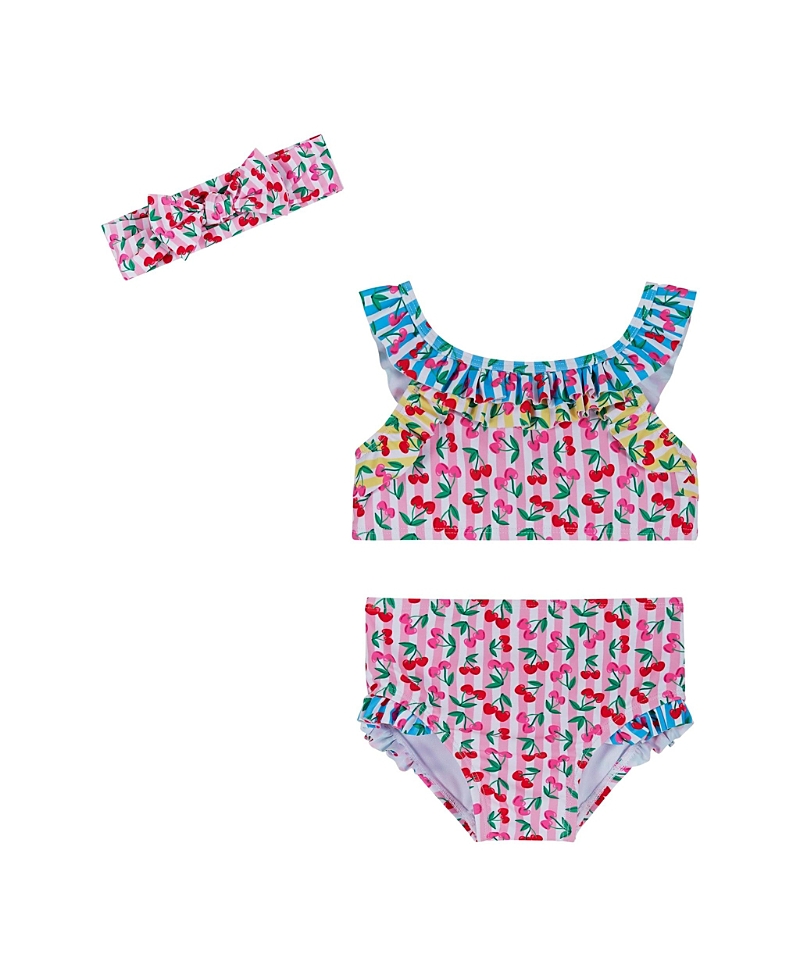 Andy & Evan Girls' Ruffle Bikini with Headband - Baby