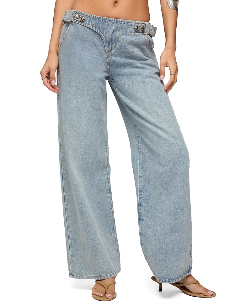 Edikted Buckled Low Rise Baggy Jeans