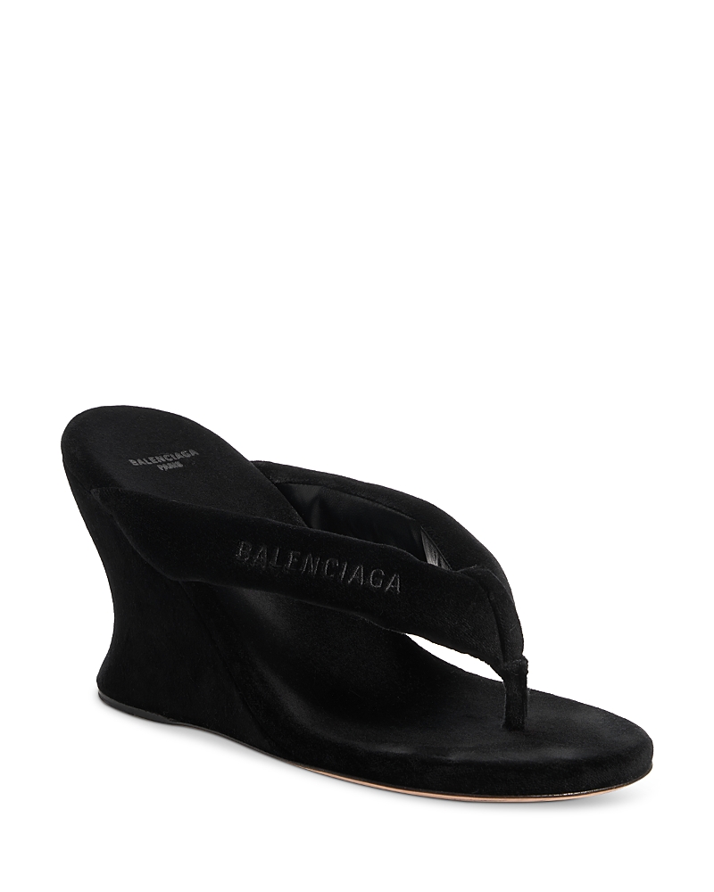Balenciaga Women's Gaeta Stretch Velvet Wedge Sandals