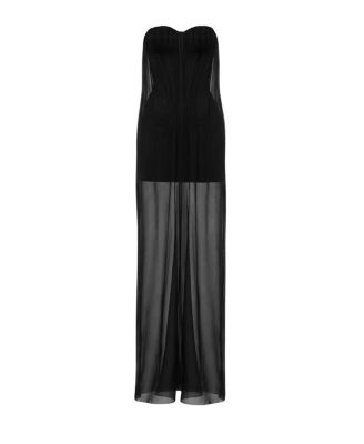 black bustier maxi dress LOTUS TAFFETA BUSTIER COLUMN DRESS IN BLACK | CULT MIA main image 0
