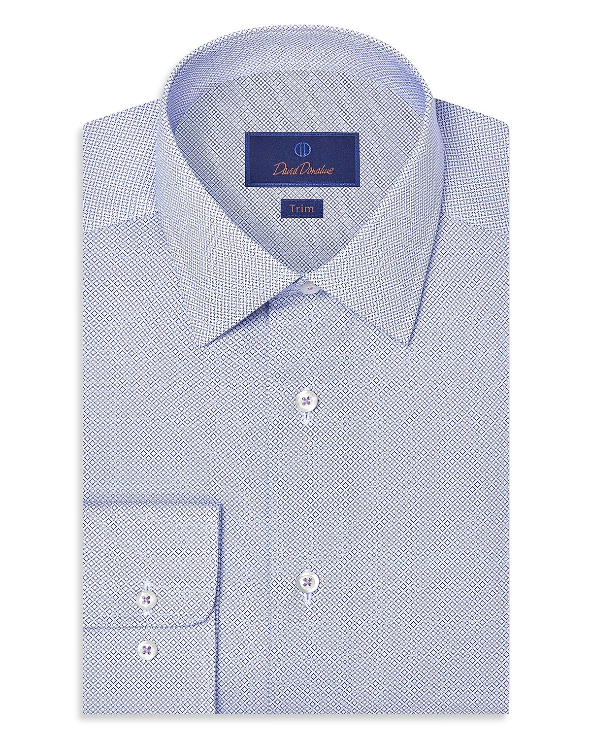 David Donahue Trim Fit Neat Print Dress Shirt
