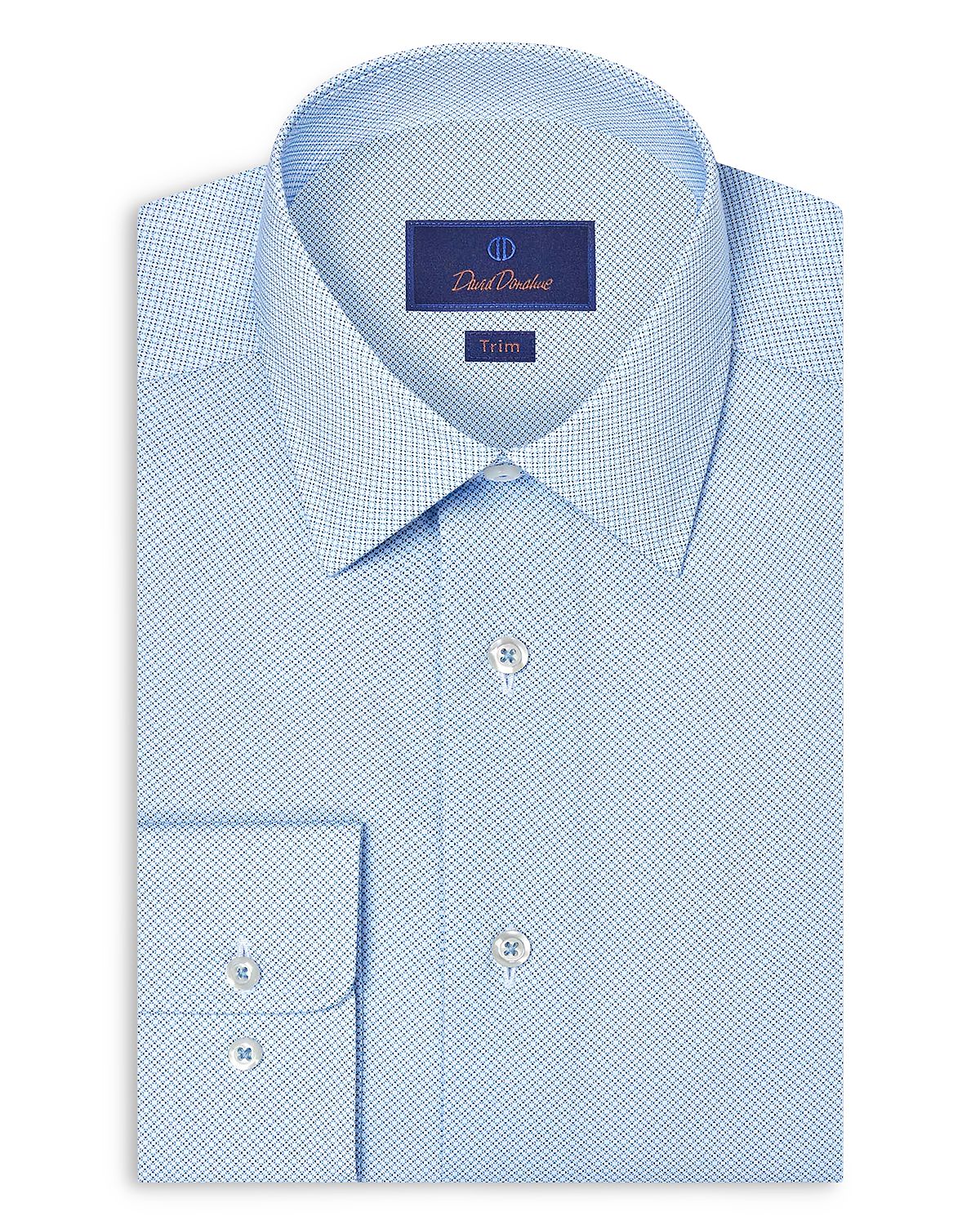David Donahue Trim Fit Neat Print Dress Shirt