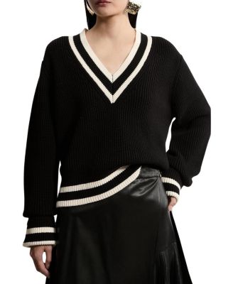 Cotton V-Neck Knit Boxy Jumper