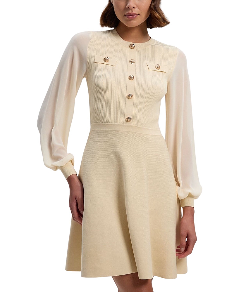 Karen Millen Chiffon Sleeve Military Mini Knit Dress