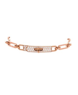  Small Kelly Chaine Bracelet 18K Rose Gold and Pave Diamonds
