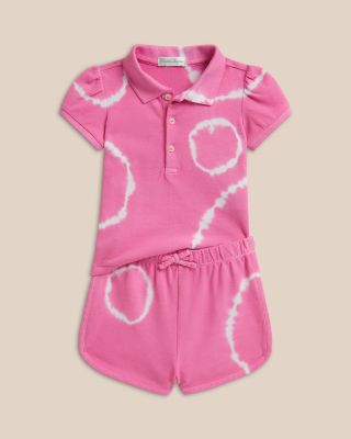 Girls' Tie Dyed Stretch Mesh Polo Shirt & Shorts Set - Baby
