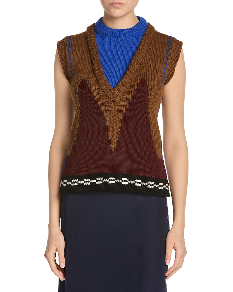 Marni Wool Sleeveless Mock Neck Sweater