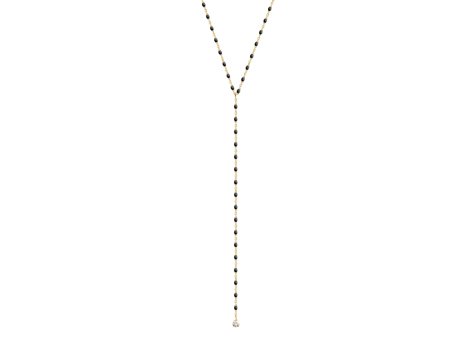 18K Yellow Gold Mini Gigi Party Diamond Y Necklace, 0.04 tcw - Image 1