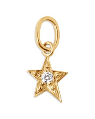 18K Yellow Gold Star Diamond Pendant, 0.02 tcw