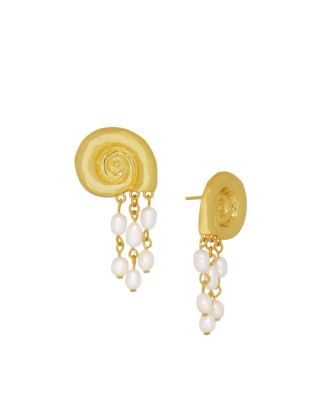 Women's Waterproof Shell Pearl Beaded Stud Earrings