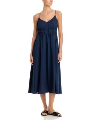 Gathered V Tie Dress