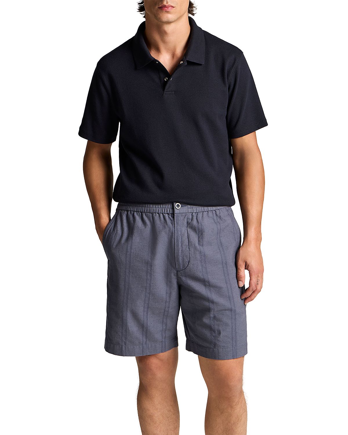 Vince Mesh Knit Snap Short Sleeve Polo