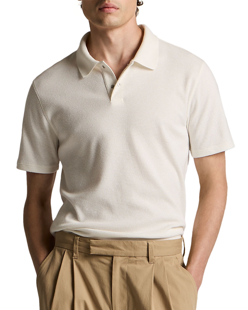 Vince Mesh Knit Snap Short Sleeve Polo