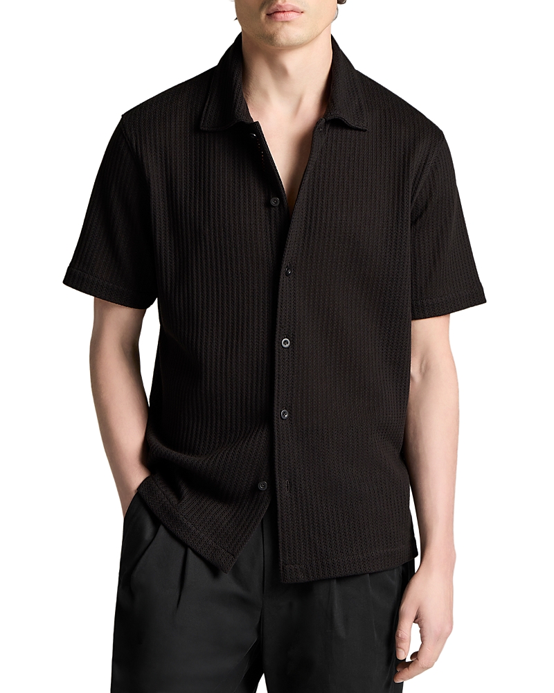 Vince Pointelle Short Sleeve Button Down Shirt