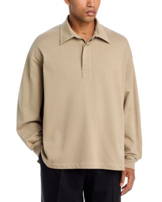 Topstitched Long Sleeve Polo Shirt