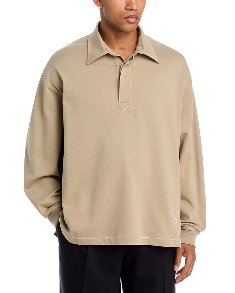 Ami Topstitched Long Sleeve Polo Shirt