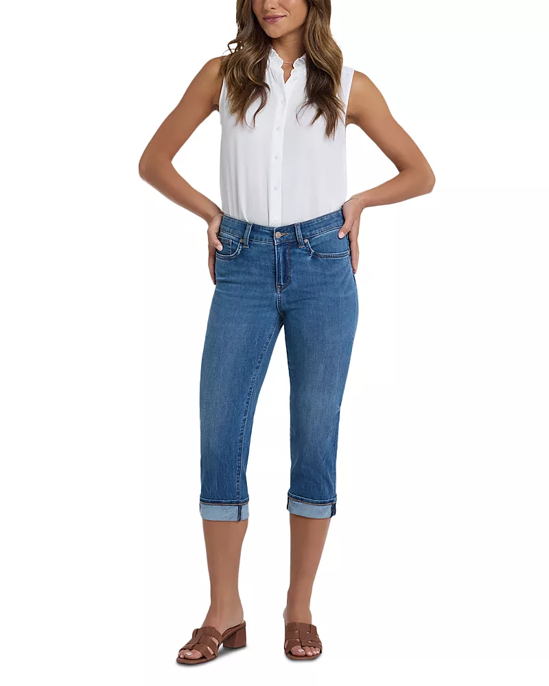 Nydj Marilyn Cuffed Straight Leg Cropped Jeans in Lakefront