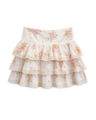 KatieJnyc Girls' Lace Trim Seersucker Skirt - Big Kid