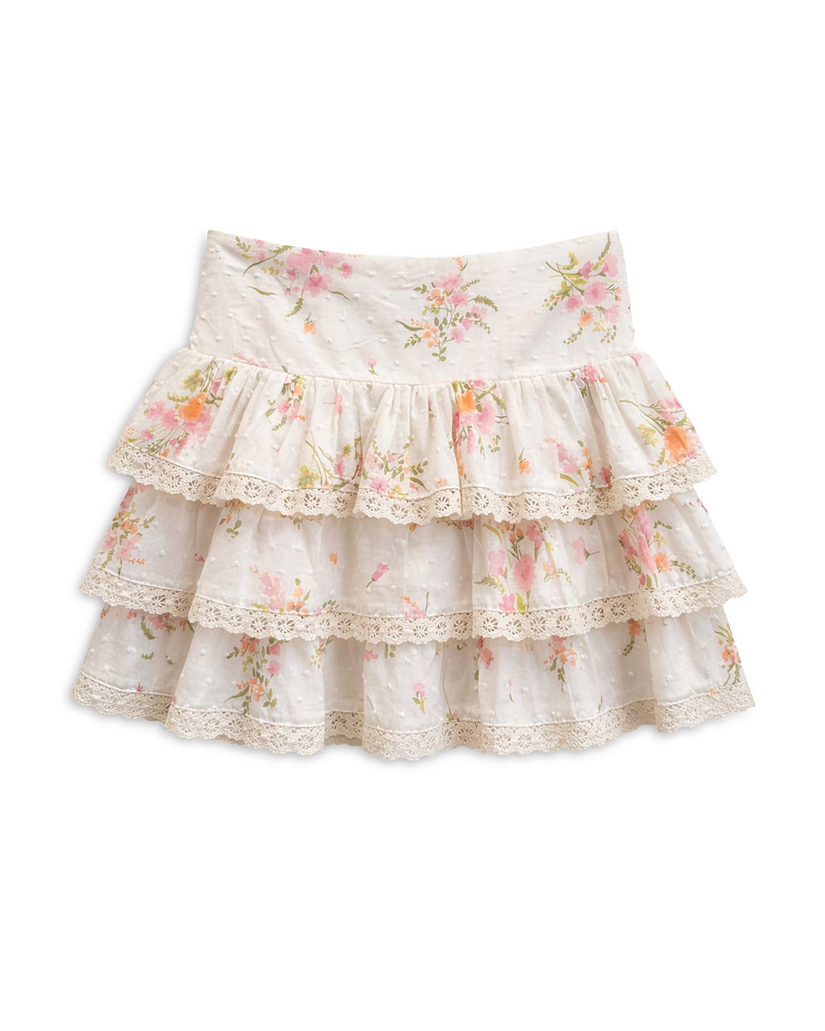 KatieJnyc Girls' Lace Trim Seersucker Skirt - Big Kid