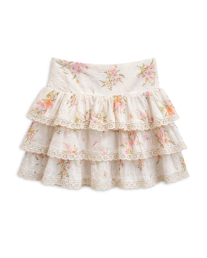 KatieJnyc Girls' Lace Trim Seersucker Skirt - Big Kid