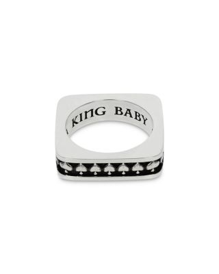 Sterling Silver High Roller Club Spade Suit Square Stack Ring