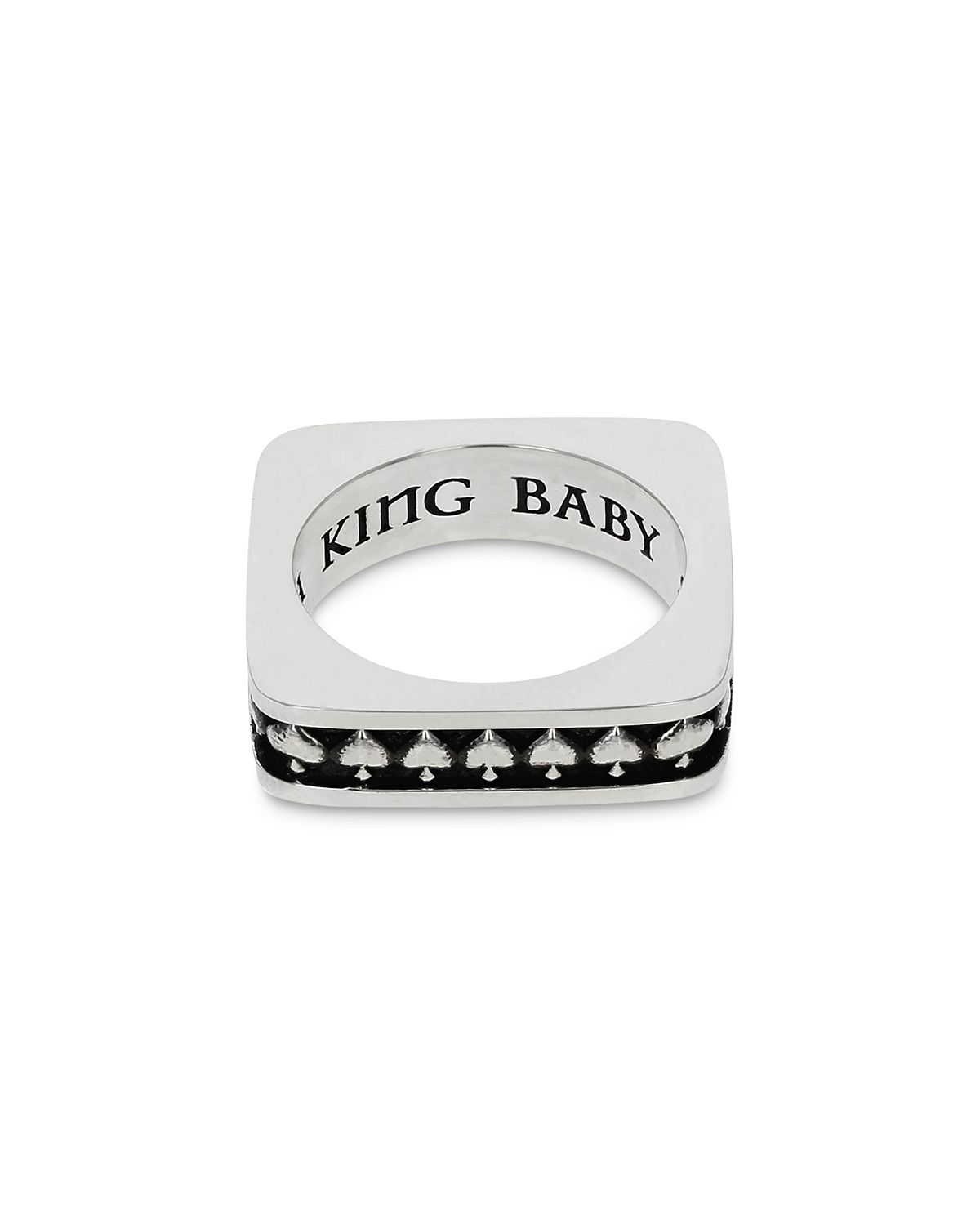 King Baby Studio Sterling Silver High Roller Club Spade Suit Square Stack Ring