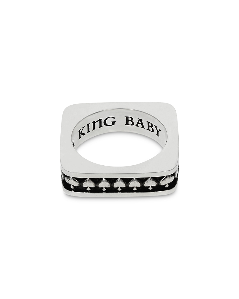 King Baby Studio Sterling Silver High Roller Club Spade Suit Square Stack Ring