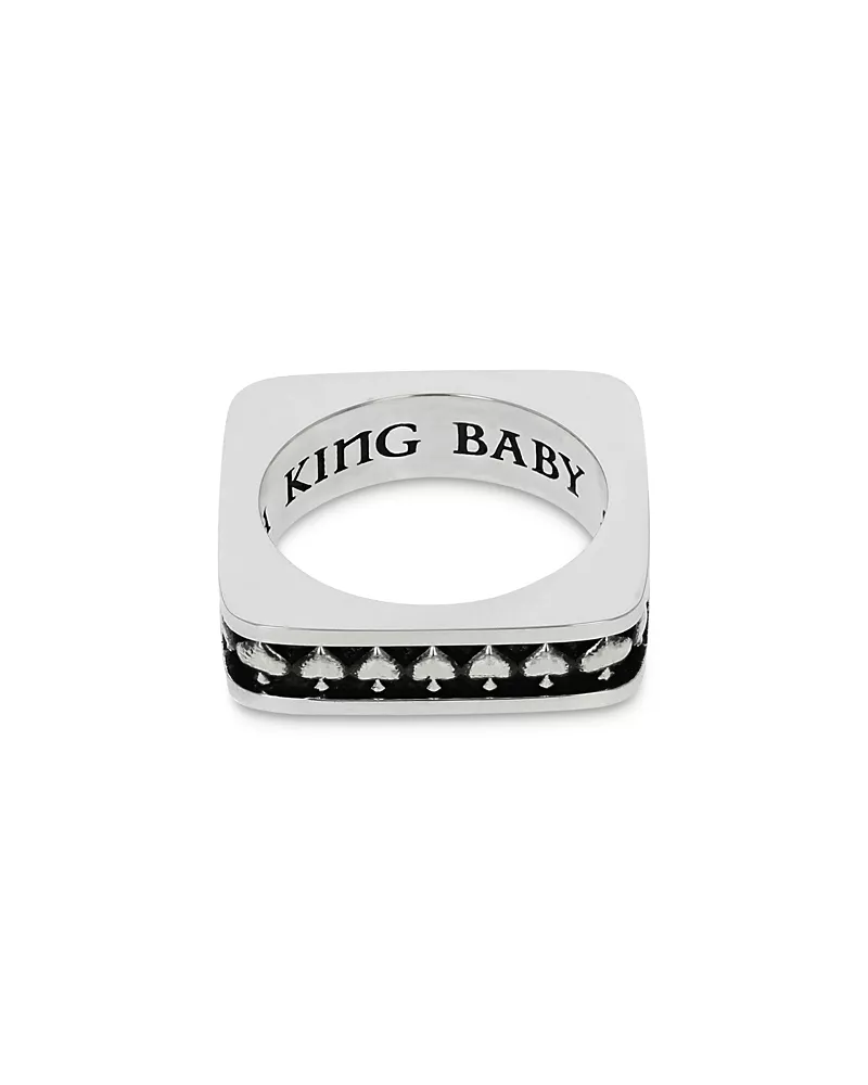 King Baby Studio Sterling Silver High Roller Club Spade Suit Square Stack Ring