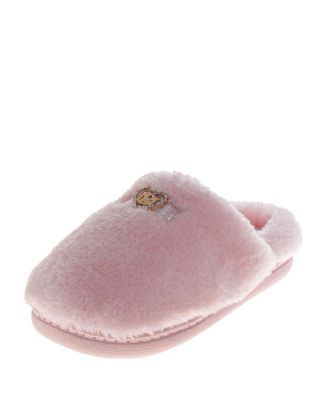 Women's Fluffy Rhinestone Logo Accent Slippers