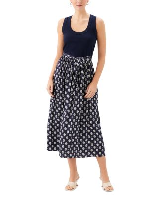 Contrast Belted Midi Dress